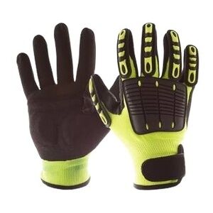 New Black Neon Yellow Padded Impact Adjustable Work Gloves Men's XL